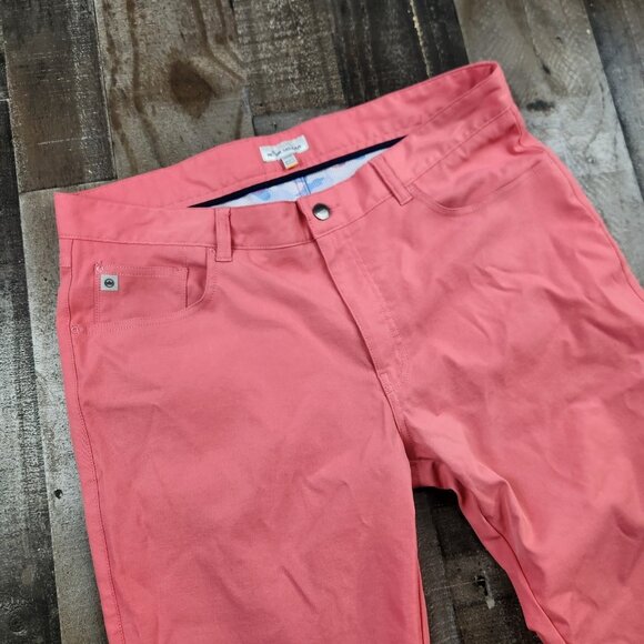 Peter Millar Mens size 36x34 Polyester Flat Front Golf Travel Chino Pants - Picture 1 of 10